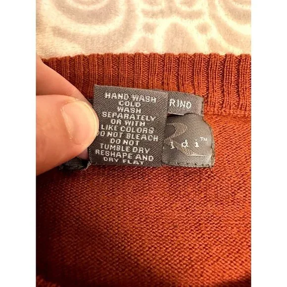Guy Risoldi 100% Pure Italian Merino Wool Men's Sweater, Size M, Orange, NWT - Picture 11 of 15